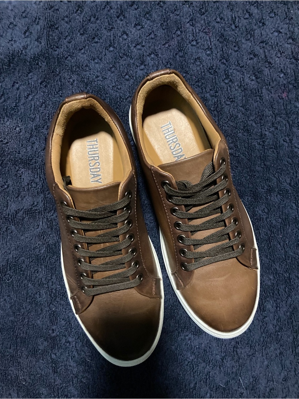 Thursday Boot Company Brown Leather Low-Top Sneakers w/White Sole - Picture 4 of 5